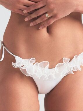 SKIMS White Ruffle Bridal Bikini BOTTOMS size S